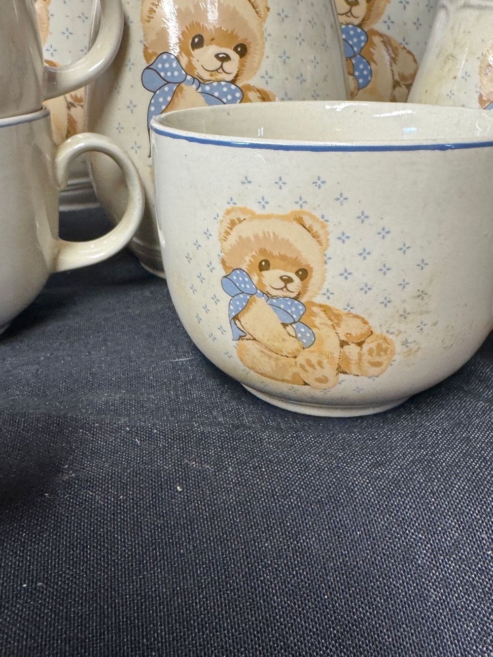 Teddy Bear Ceramic Jars and Mugs Set with Blue Accents - Picture 5 of 12